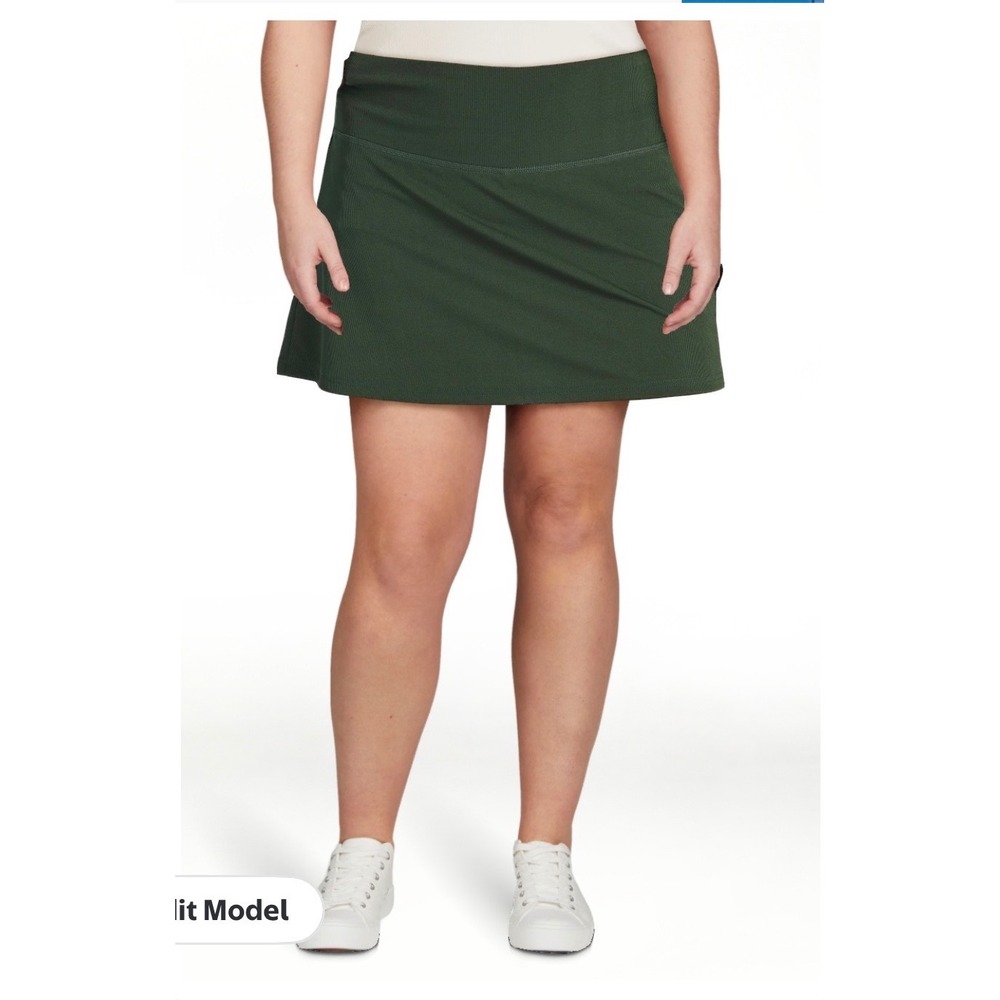 Real Essentials Green Ribbed Active Skort Plus Size 1X Athletic Tennis Skirt